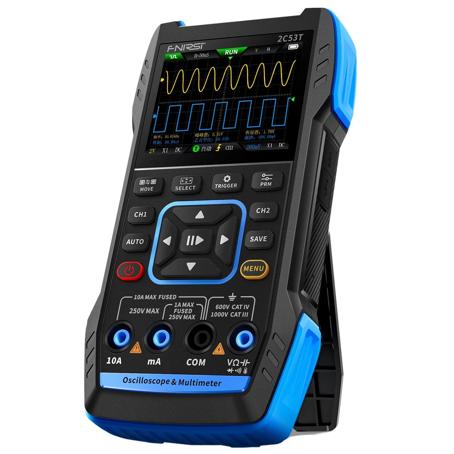 FNIRSI 2C53T handheld oscilloscope and multimeter